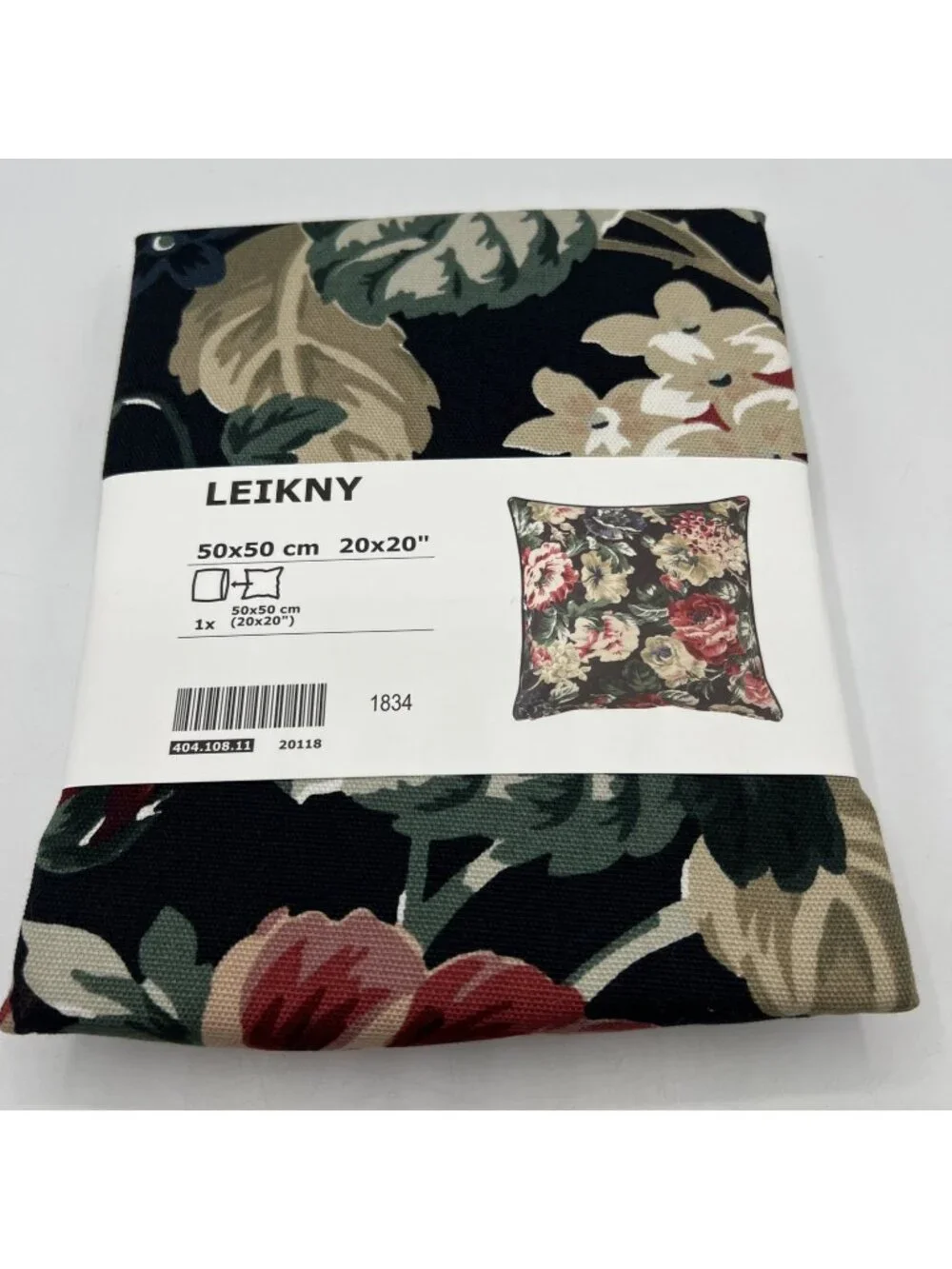 IKEA Leikny Throw Pillow Cover Green Tropical Flower Print 20x20